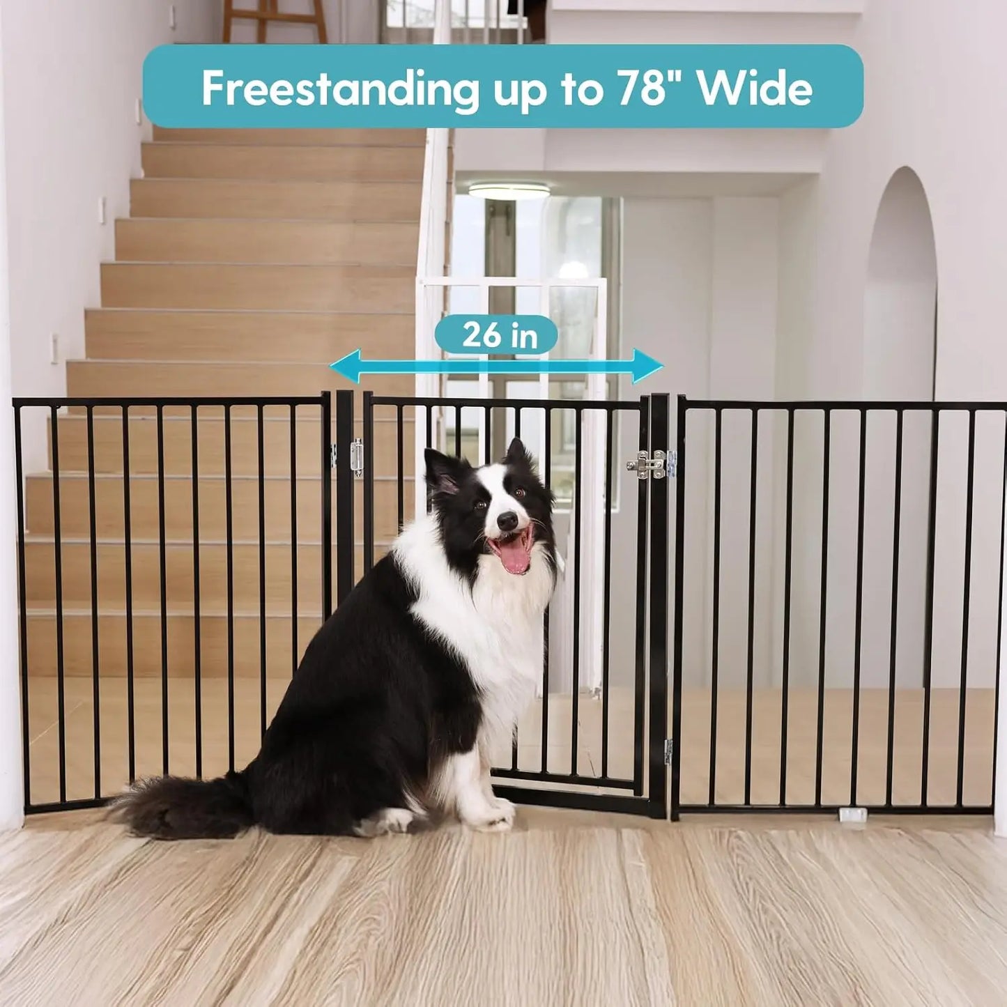 Free Standing Dog Gate With Door For Indoor Outdoor