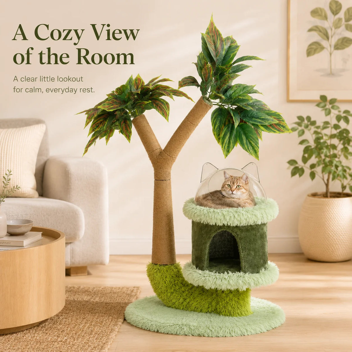 Premium Double Tier Cat Tree With Sisal Posts And Cozy Platform