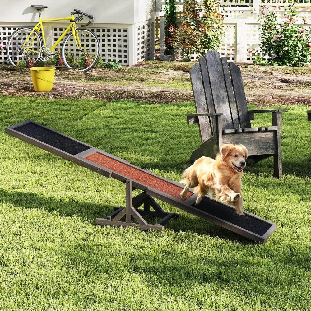 Wooden Dog Agility Seesaw, Dog Exercise & Play Set, Outdoor Run Game Toy