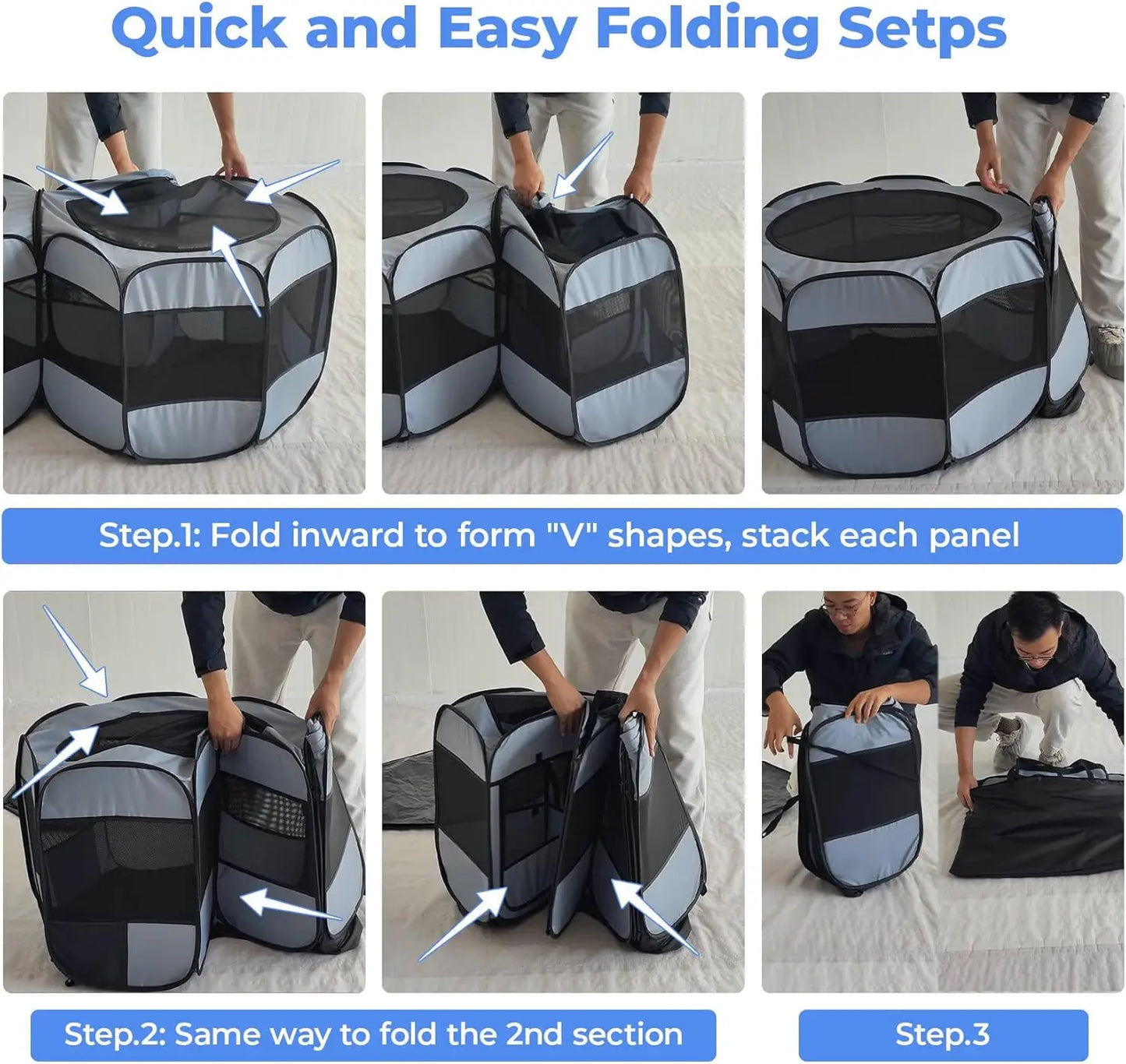 Large Pop-Up Pet Playpen, Indoor Outdoor Enclosure for Cats and Small Animals, Portable Foldable Design