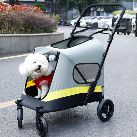Portable Dog Stroller All Terrain Dual Entry For Small Dogs