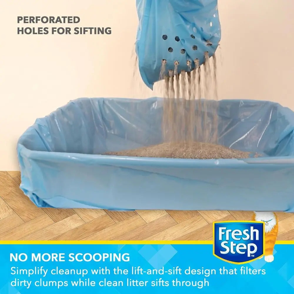 Siting Dstring Cat Litter Box Liners, Heavy Duty Kitty Litter Bags or Extra Large Oval or RecPans, Separate Waste or Easier Clea