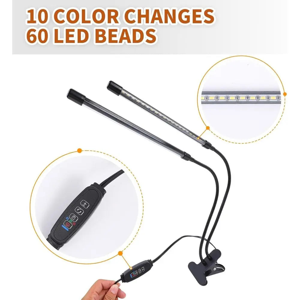 Cage Light with Timer 10 Dimming Levels, 60 LED Beads, Simulate Sunlight or Parrots & Pet Birds