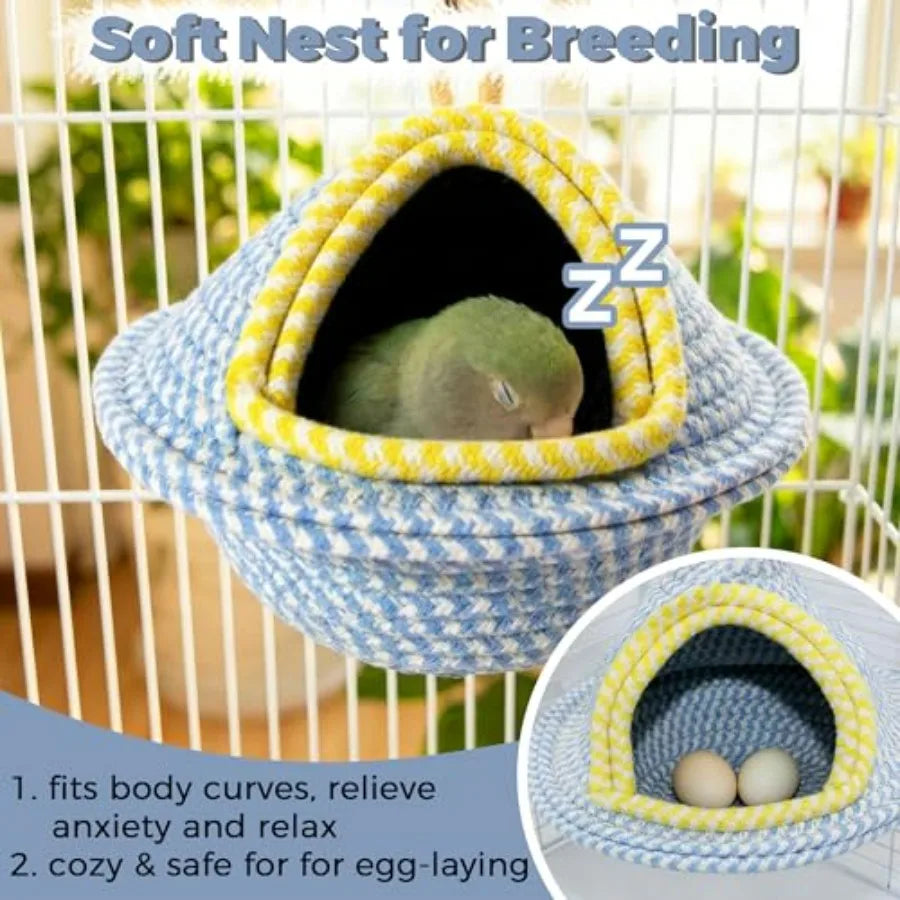 Natural Handwoven Cotton Bird Nest For Cage Parrot Bed Breeding