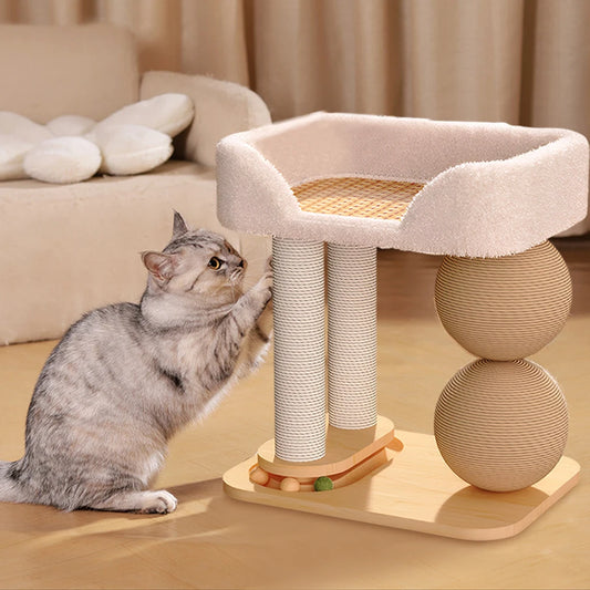 Cat Jumping Platform with Sisal Ball Cats Scratch Pillar Breathable Cooling Mat Cat Bed Pet Supplies Climbing Frame