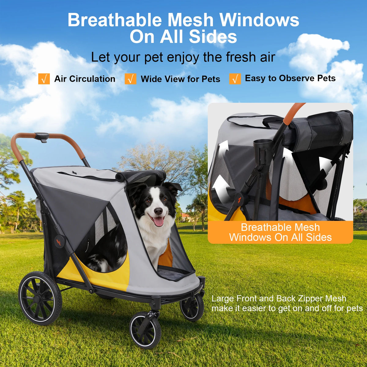 Foldable Pet Stroller for Dogs and Cats Up To 42 Kg Capacity