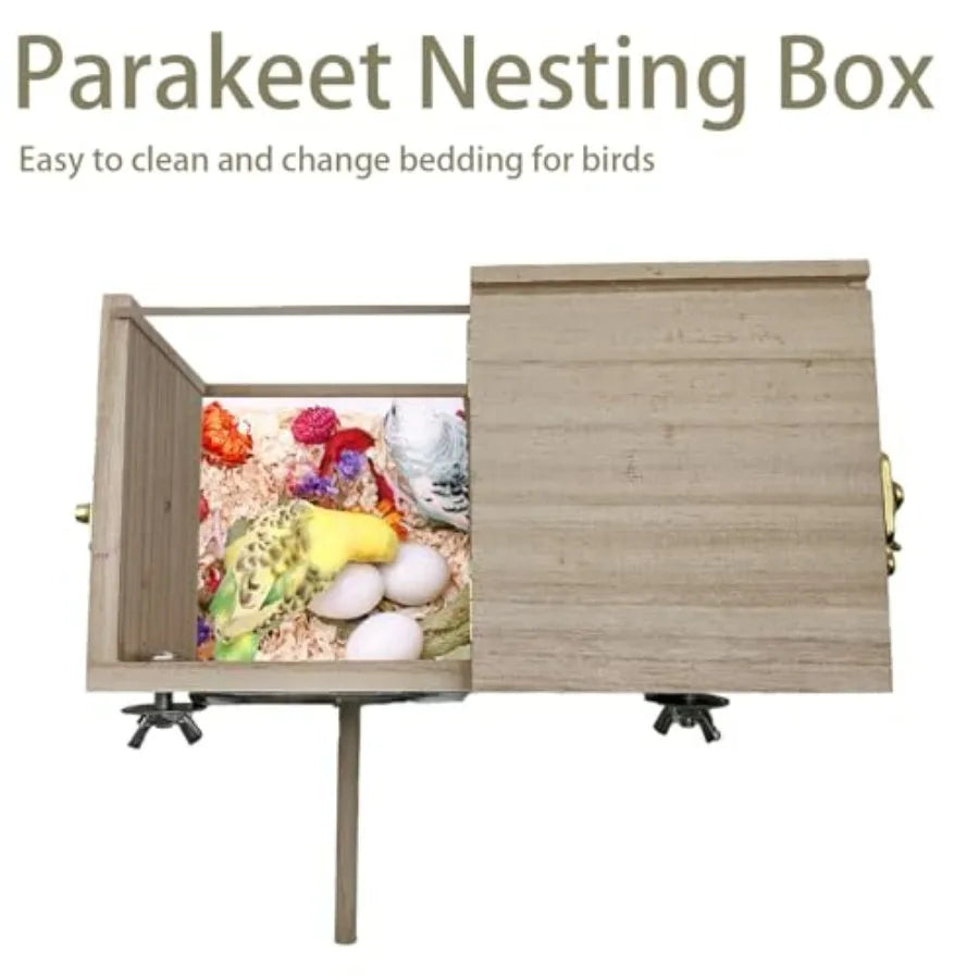 Parakeet Nesting Box, 7.87 X 4.72 X 4.72 inch Tranparent Bird Net Breeding Box with Perch Parrot ating Box Bird Houe Aviary for