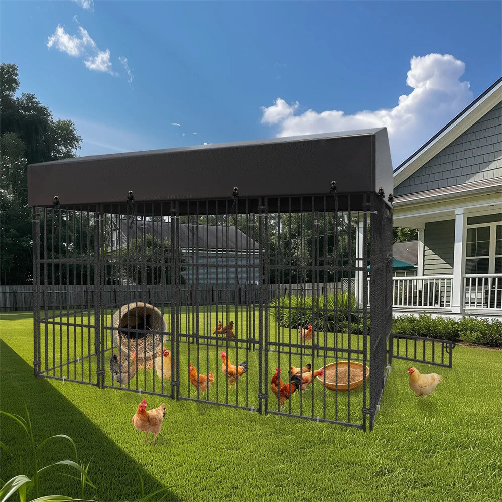BORWART Heavy Duty Dog Kennel With Welded Metal Playpen Roof