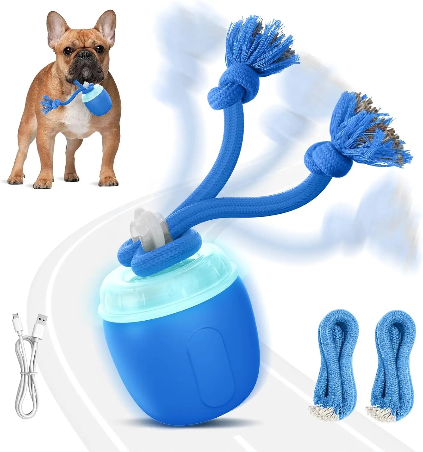 Motion-Activated Interactive Dog Toy, Auto-Rolling Ball for Medium Large Dogs, Blue