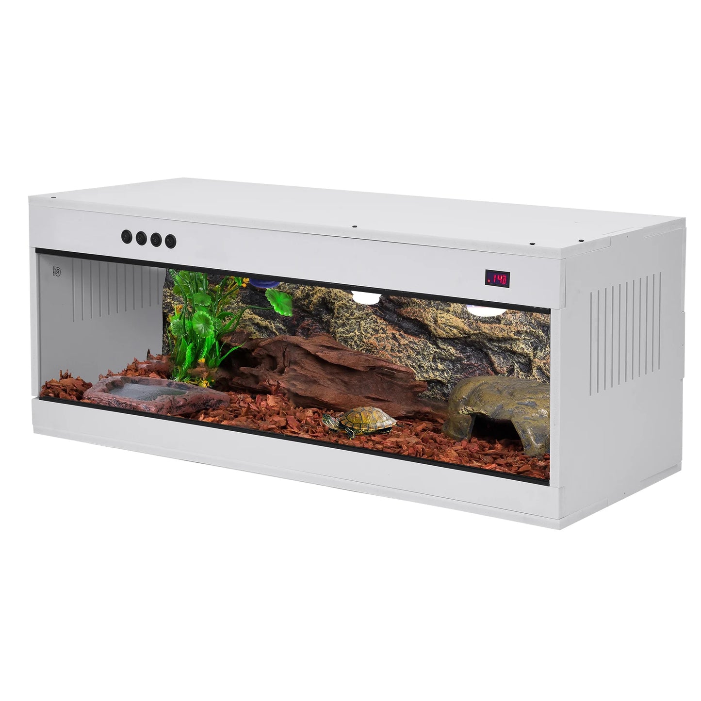 Reptile Terrarium, PVC Enclosure, Stackable Reptile Enclosure Tempered Glass Bearded Dragon Tank, for Amphibians Reptilians Arachnids Pets Habitat