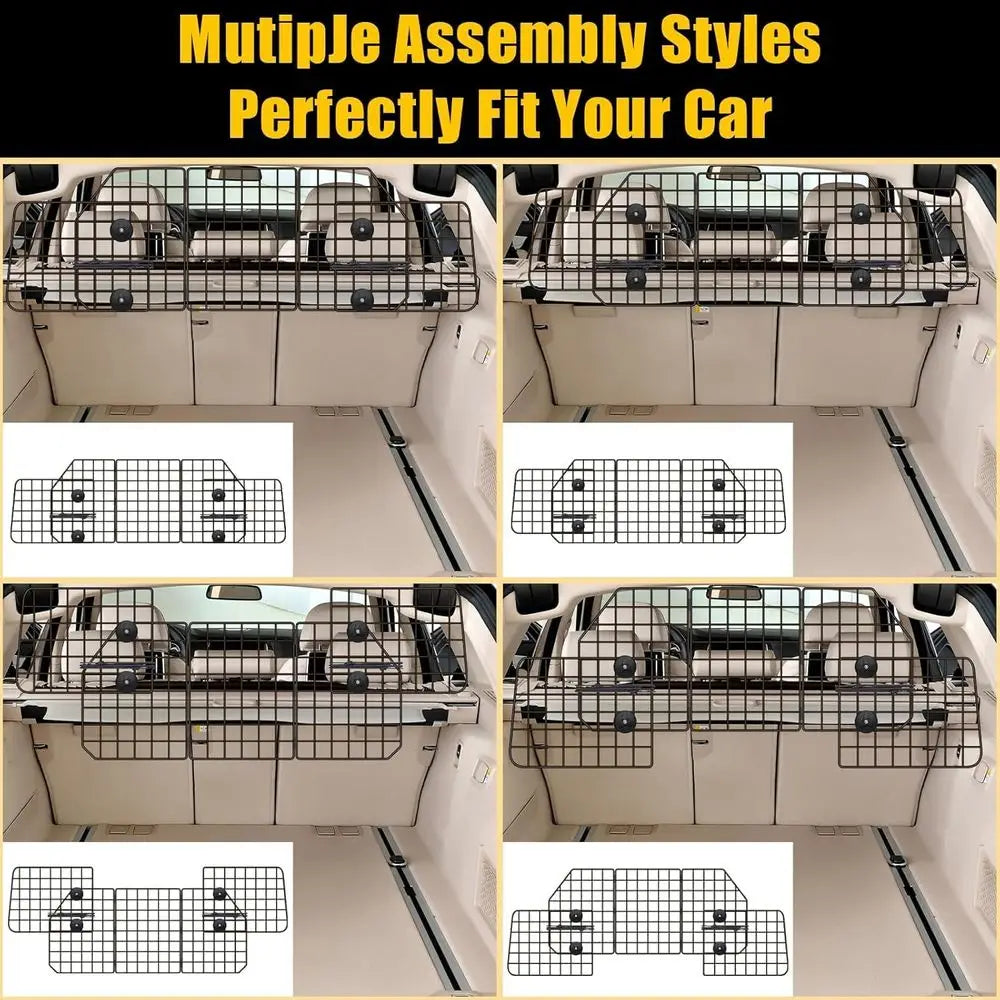 Dog Car Barrier SUV Heavy Duty Steel Wire Mesh Pet Divider Vehicles Adjustable Unit Dog Travel Barrier Cars Trucks SUVs Cargo Ar