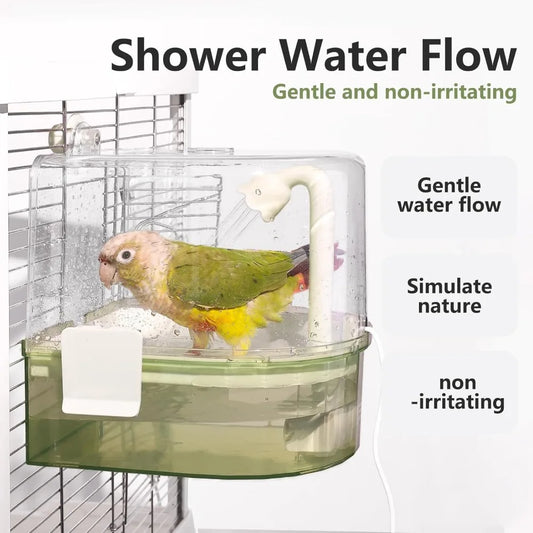 Indoor Automatic Bird Bath with Pump and Dual Mode Running Water for Parakeets Budgies Cockatiels