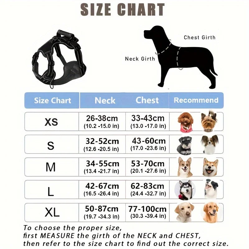 6in 1 No-Pull Dog Harness And Leash Set Adjustable Reflective No-Choke Pet Oxford Vest with 2 Leash Clips And Easy Control Handle for Small, Medium And Large Dogs