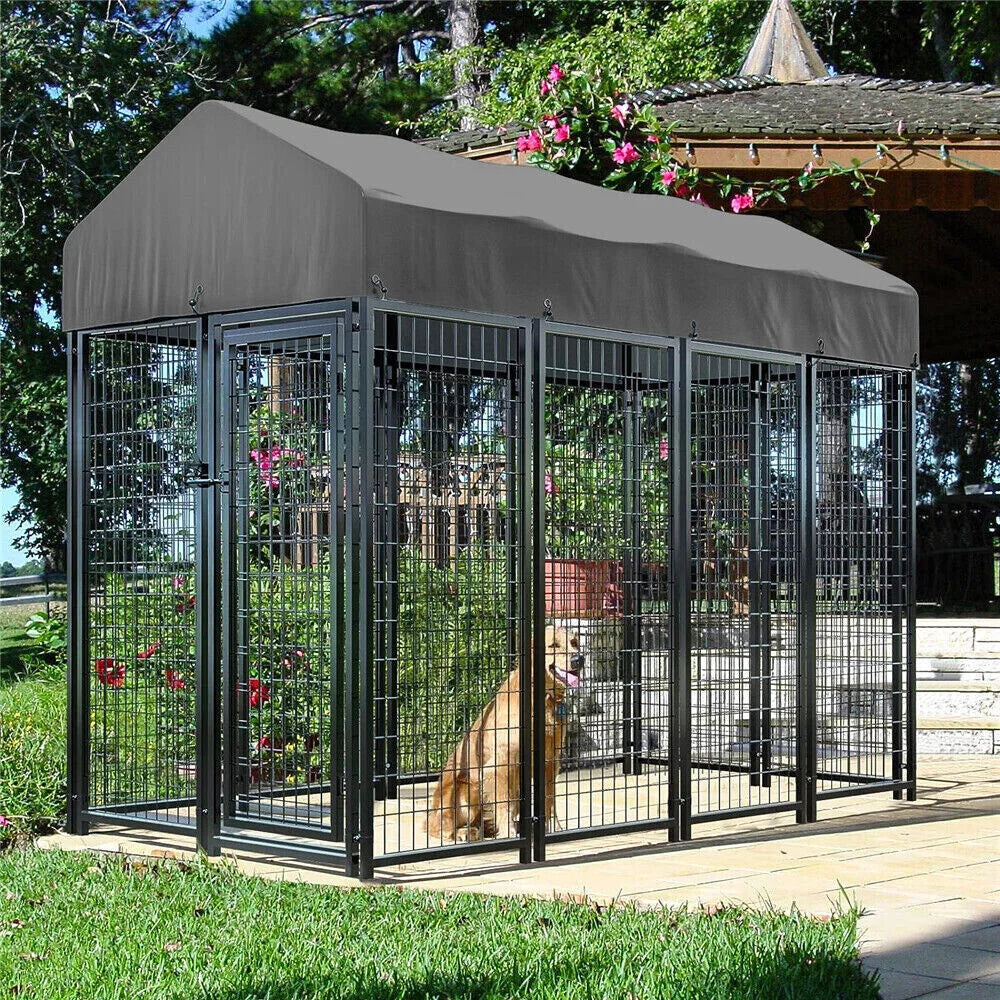 BORWART Heavy Duty Dog Kennel With Welded Metal Playpen Roof