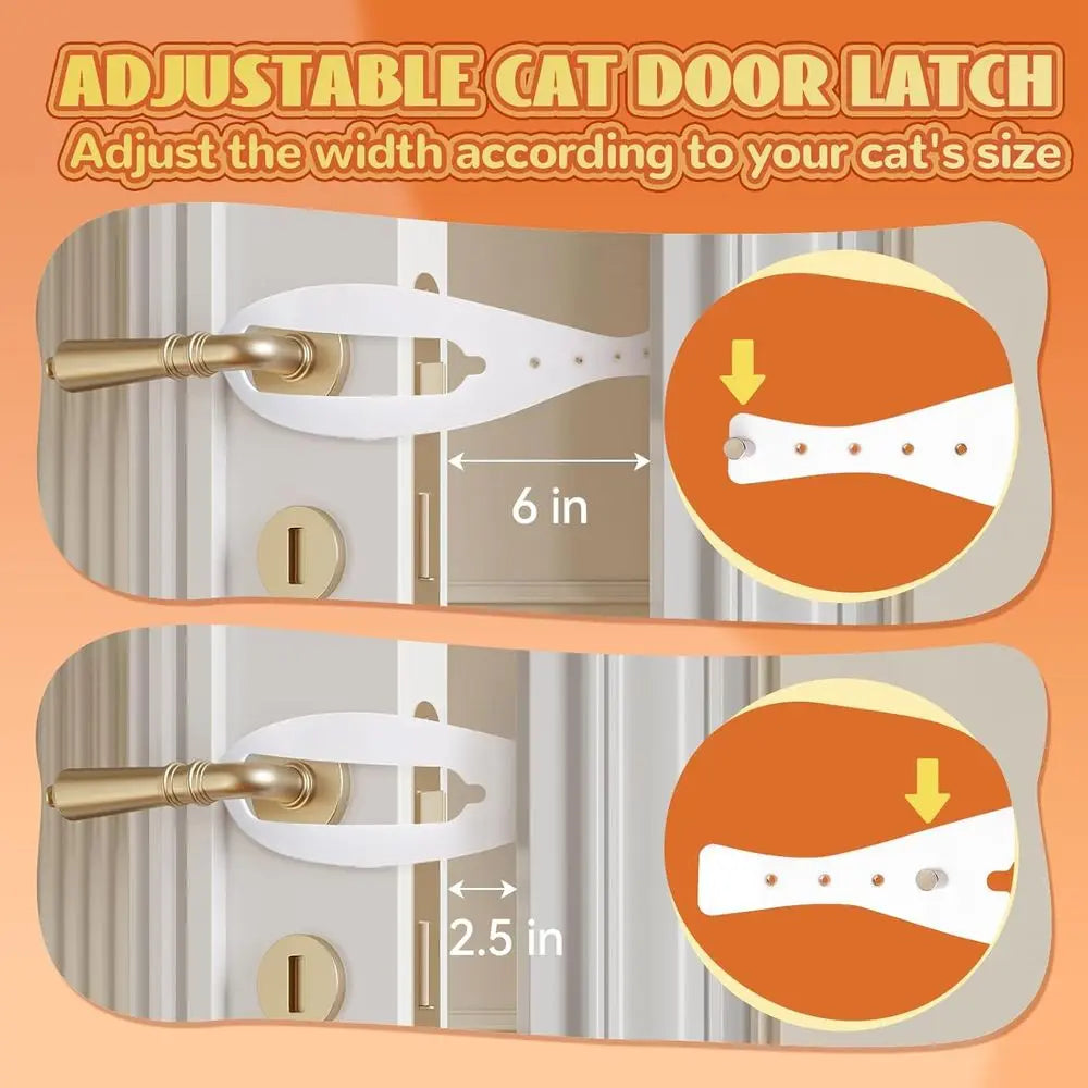 2 Pcs Cat Pet Door to Keep Dog Out of Litter Box and Food, Door Protector with 5 Adjustable Size Straps 2.5-6 Wide, No Measuring