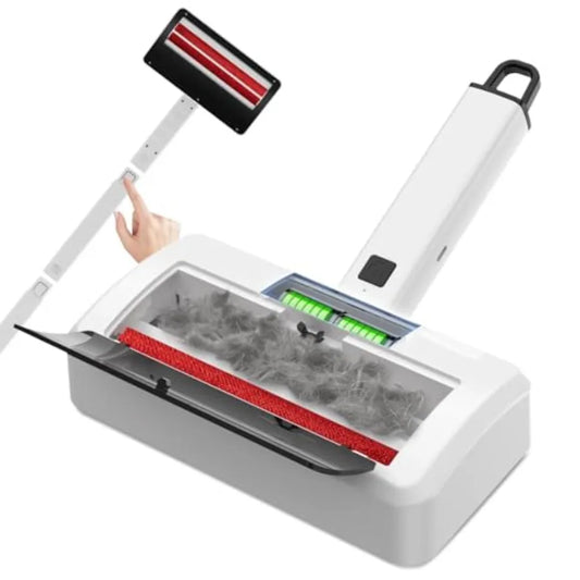 Electric Pet Hair Remover for Carpet and Couch 44 Inch Adjustable Handle Reusable Hair Removal Tool Black