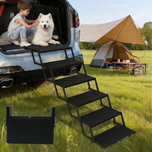 Dog Steps for Cars, Trucks, SUVs, High Traction Surface, Portable Waterproof Dog Stairs for Large Dogs, Supports Up to 200 lbs,