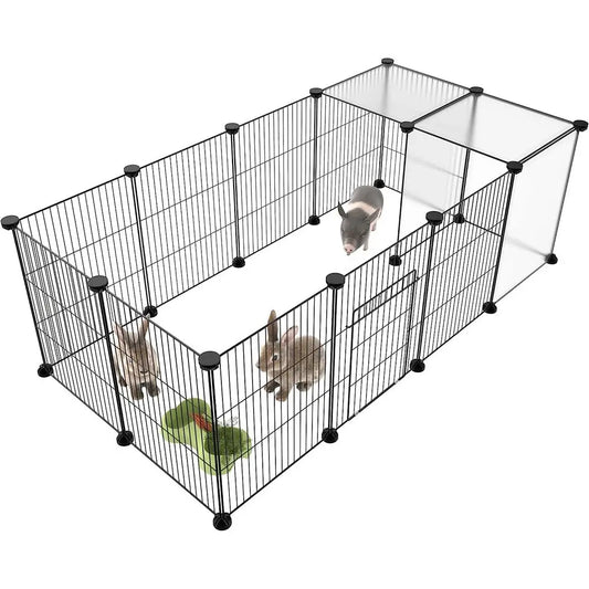 Pet Playpen DIY Wire Portable Yard Enclosure for Small Animals, Puppies, Kitties, Bunny, Turtle 48 x 24 x 16