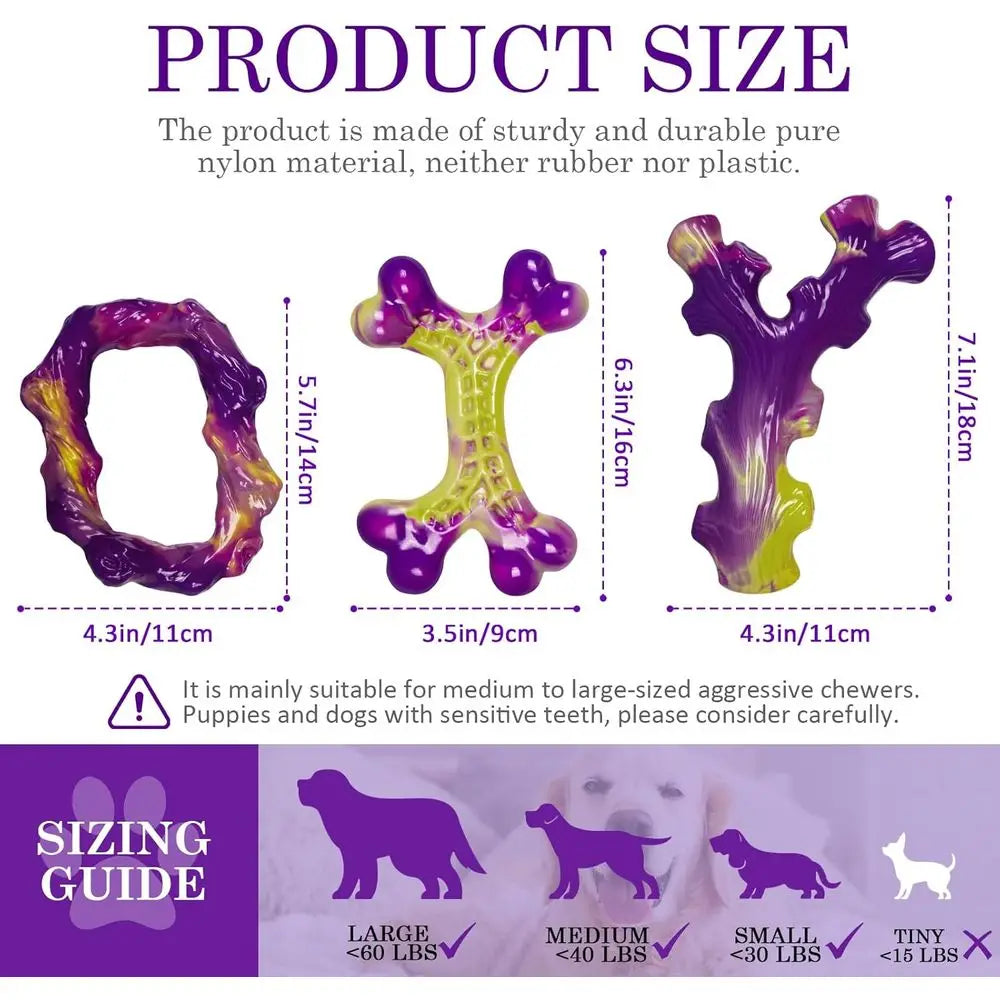 Tough Dog Toys or Aggrive Chewers 3 Pack, Indestructible Dog Toys for Large Dogs, Chew Toys to Keep Them Busy, Dog Toy for Mediu