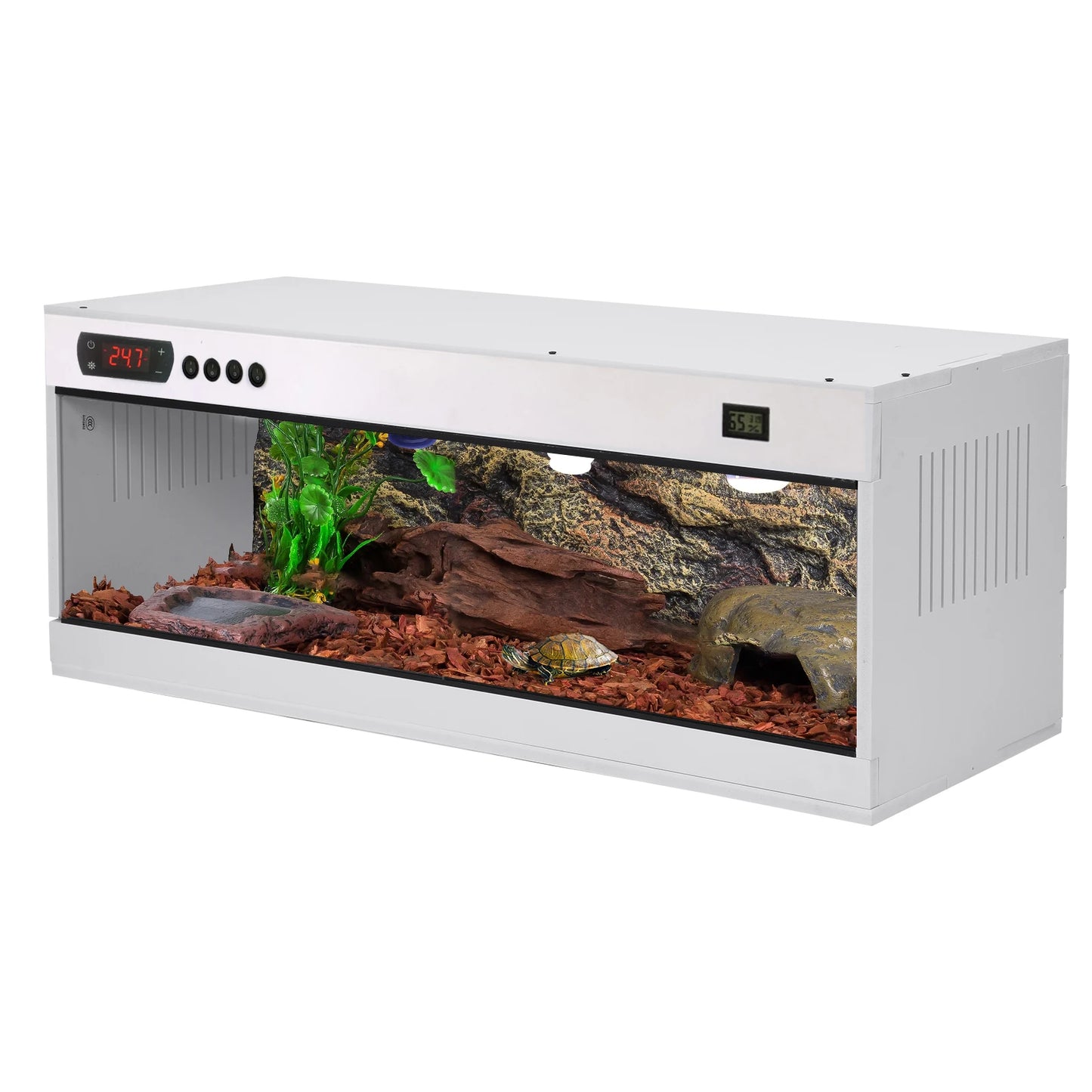 Reptile Terrarium, PVC Enclosure, Stackable Reptile Enclosure Tempered Glass Bearded Dragon Tank, for Amphibians Reptilians Arachnids Pets Habitat