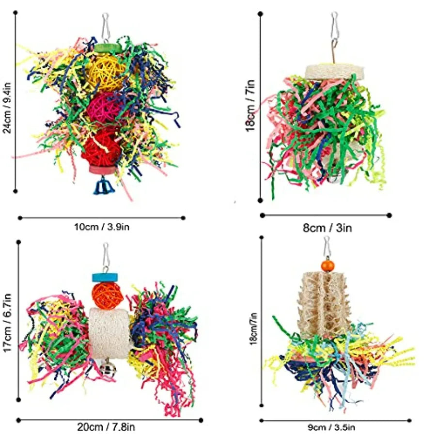 Bird Shredding Foraging Toys Parakeet Toy Chewing Hanging Toy Shredded Paper Bird Cage Accessories Bird Rope Perch for Conure C