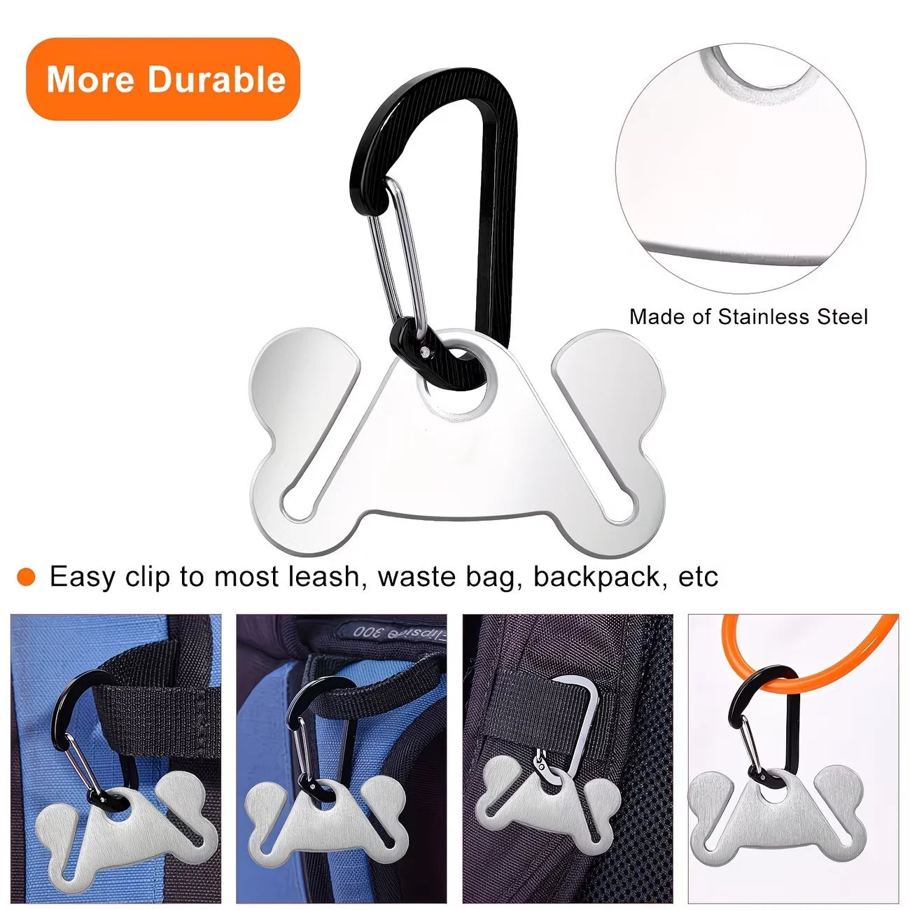 Stainless Steel Dog Poop Bag Holder Carrier, Hands Free Waste Bag Holder With Clip,Dog Walking Dog Accessories Cleaning Supplies