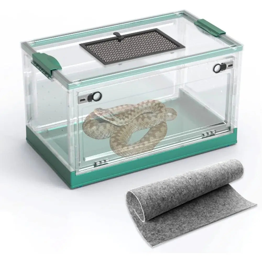 Large Reptile Tank Habitat Cage for Snakes, Lizards, Geckos, Frogs, and Hamsters (21.65x12.6x12.2) Grey Blue