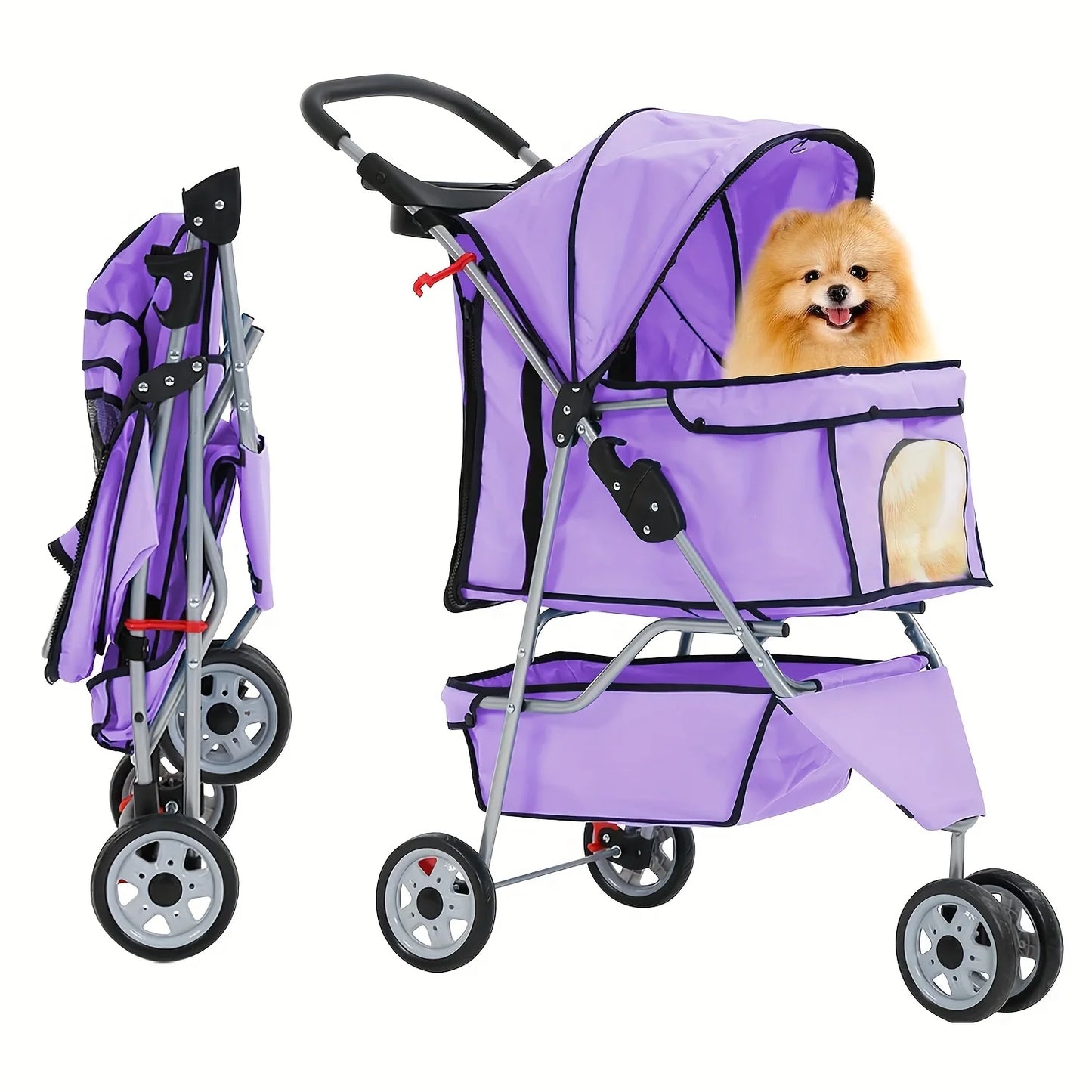 DOPINMIN Dog Stroller, 3 Wheels Pet Cat Jogger Stroller, Folding Carrier Waterproof Puppy Stroller With Cup Holder & Removable Liner, Dog Strollers For Small Dogs, For Small And Medium Pets