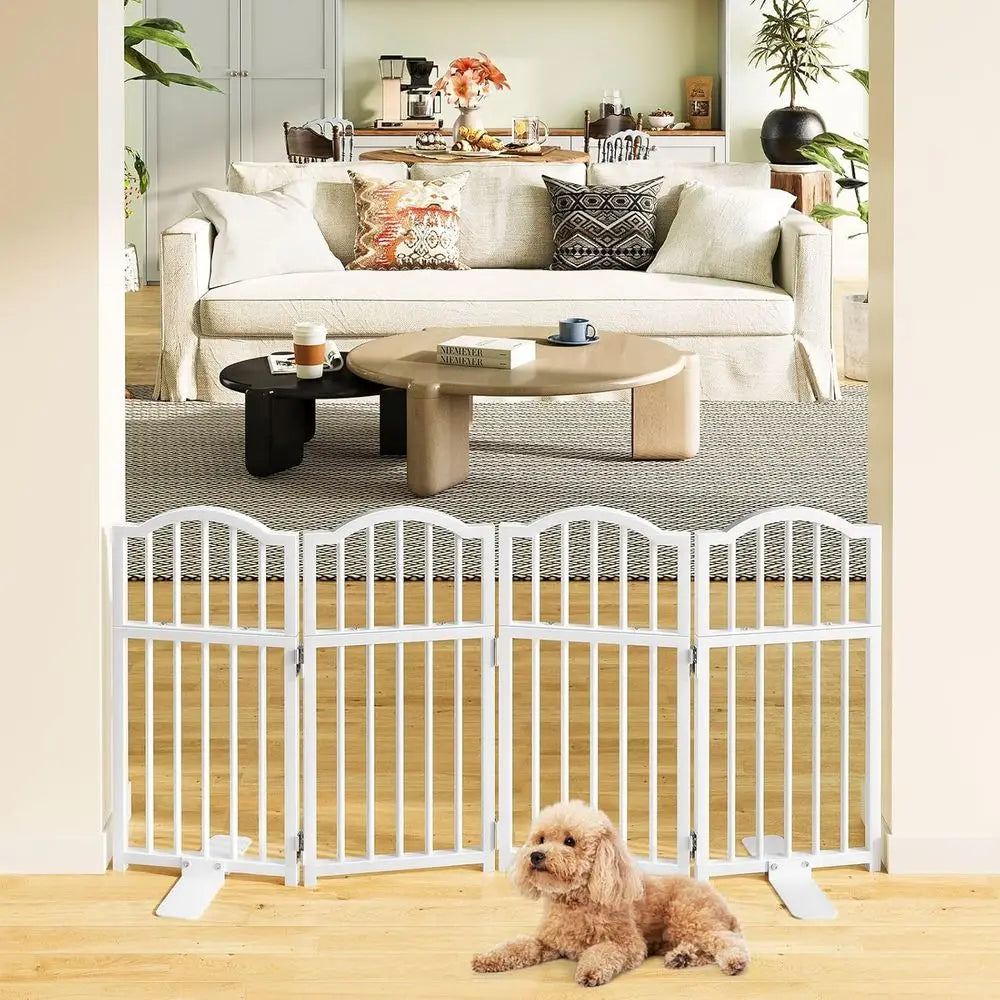 Indoor Short Dog Gates with Support Feet, Expands Up to 48 Wide Adjustable Pet Gates or Doorways, 4 Panel Folding Pet Door Pet F