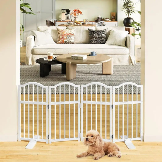 Indoor Short Dog Gates with Support Feet, Expands Up to 48 Wide Adjustable Pet Gates or Doorways, 4 Panel Folding Pet Door Pet F