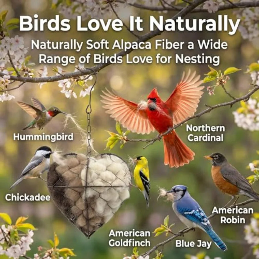 Alpaca Fiber Bird Nesting Heart Refillable Material Holder