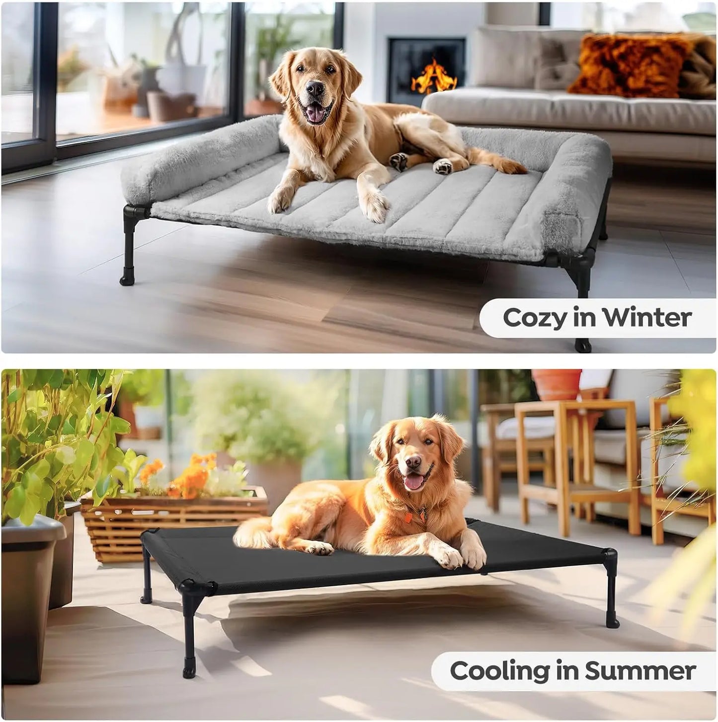 Elevated Orthopedic Dog Bed With Bolster And Removable Washable Mat