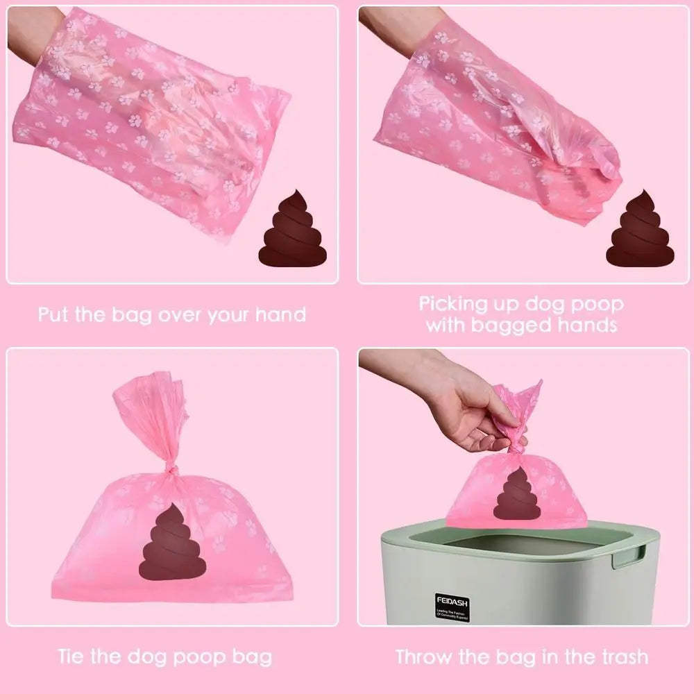 Poop Bags Rolls 256 Count - 9x13 Inches Pink Thickened Leakproof Lavender Scent Dog Waste Bags, Eco-friendly for Walking, Home,