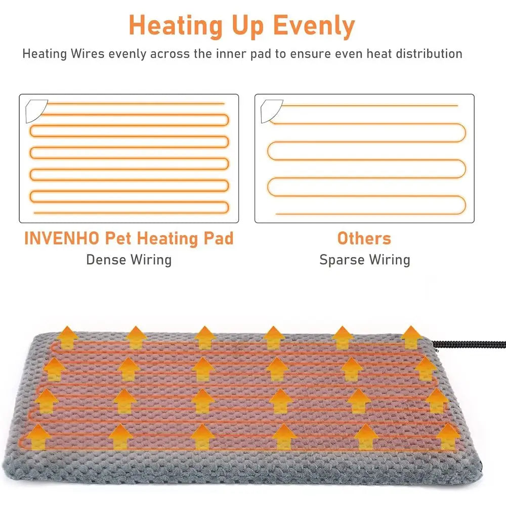 Heated Cat Bed, Waterproof Adjustable Temperature Heating Pad with Timer, Indoor Pet Heating Pad for Cats Dogs, Electric Pads fo