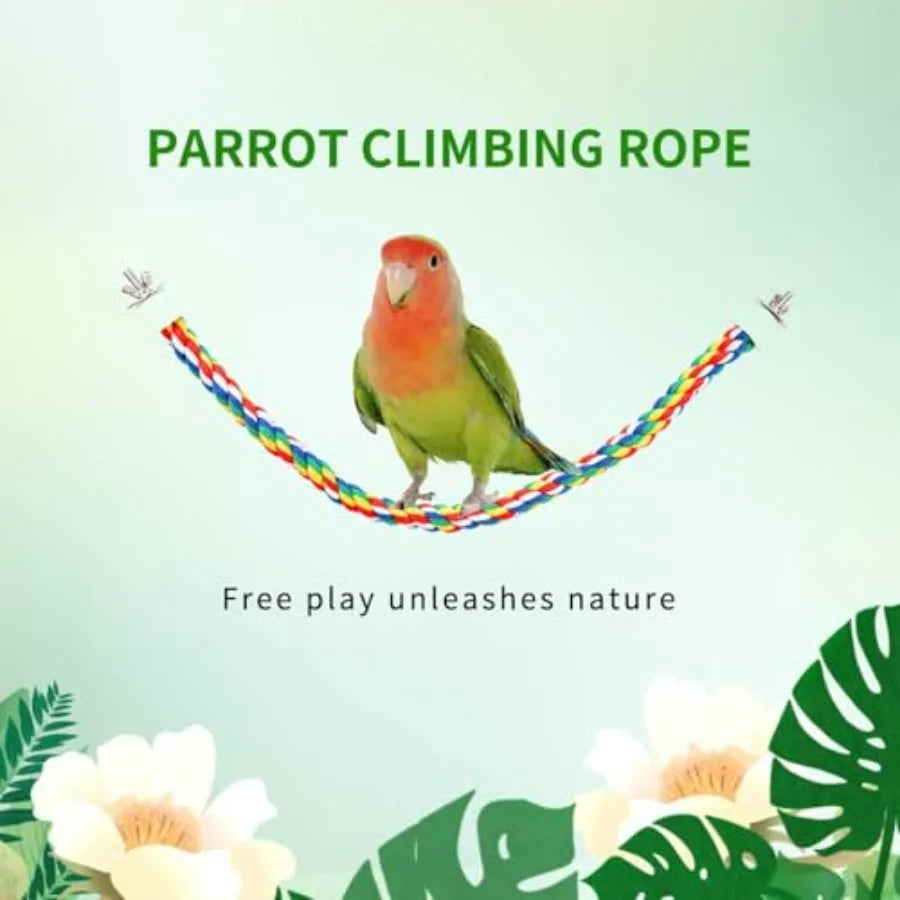 30-Inch × 0.78-Inch Diameter Nipple Style Bird Rope Perch, Bird cage Accessories, Rope perches for Conures, Parrots, Cockatiel,
