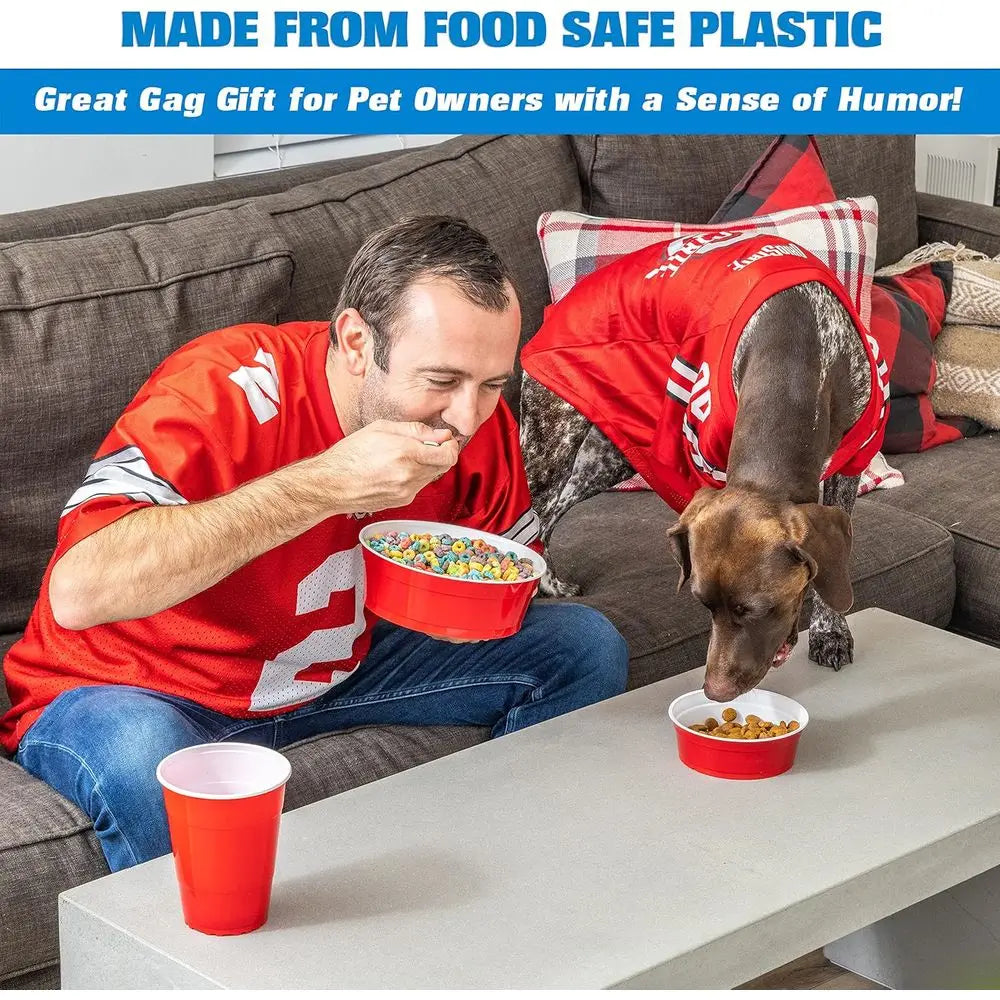 Disposable Red Cup Style Pet Food Bowls - 50 Small Size Bowls for Cats and Dogs