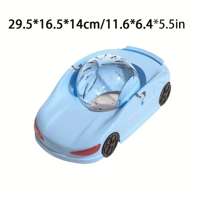 A super sized pet sports car toy with rolling balls - an interactive plastic running wheel suitable for hamster pets, including