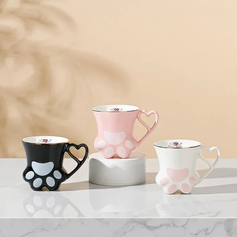 300ml Ceramic Cat Scratch Cup Mug Originality Cat's Paw Trace in Gold Ceramic High Appearance Level Teacup Couple