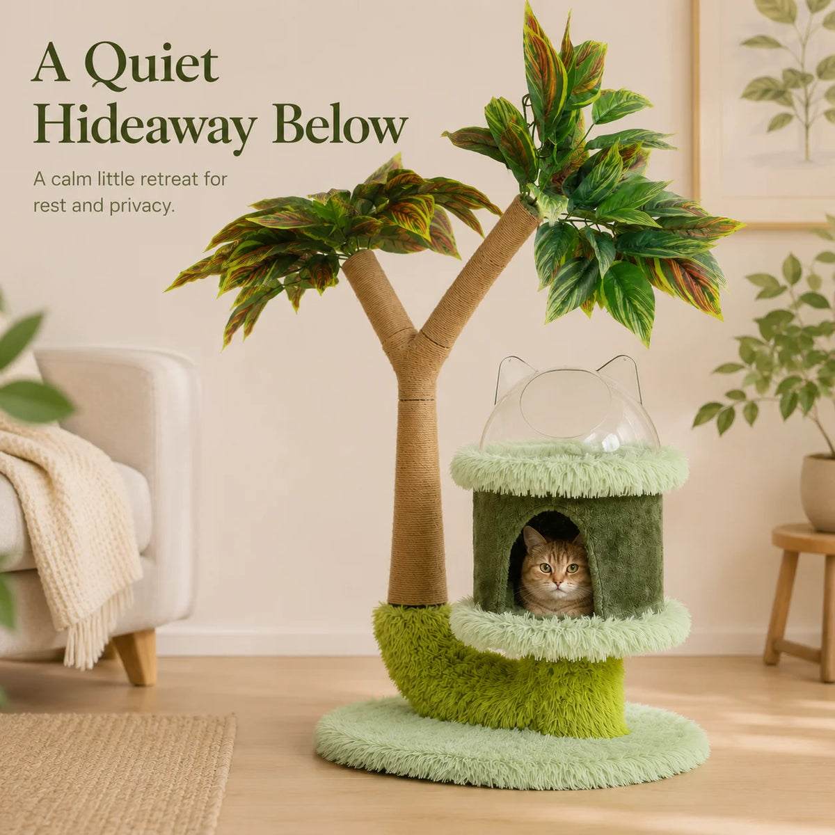 Premium Double Tier Cat Tree With Sisal Posts And Cozy Platform