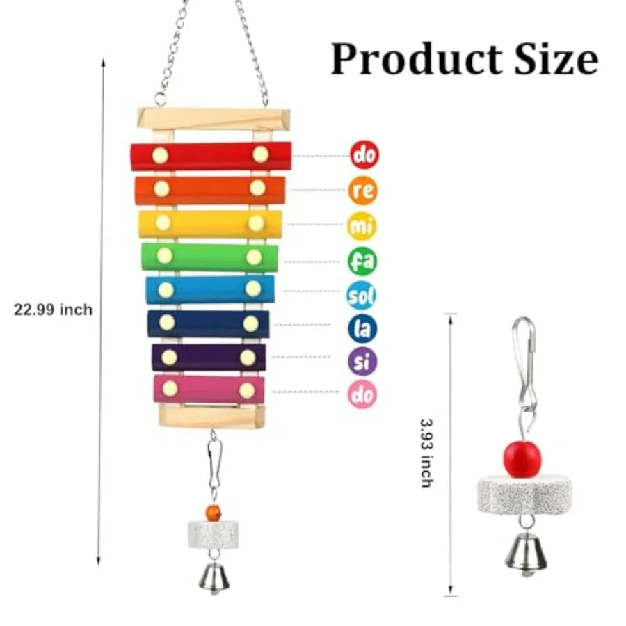 Suspensible Parrot Xylophone Toy With Grinding Stone