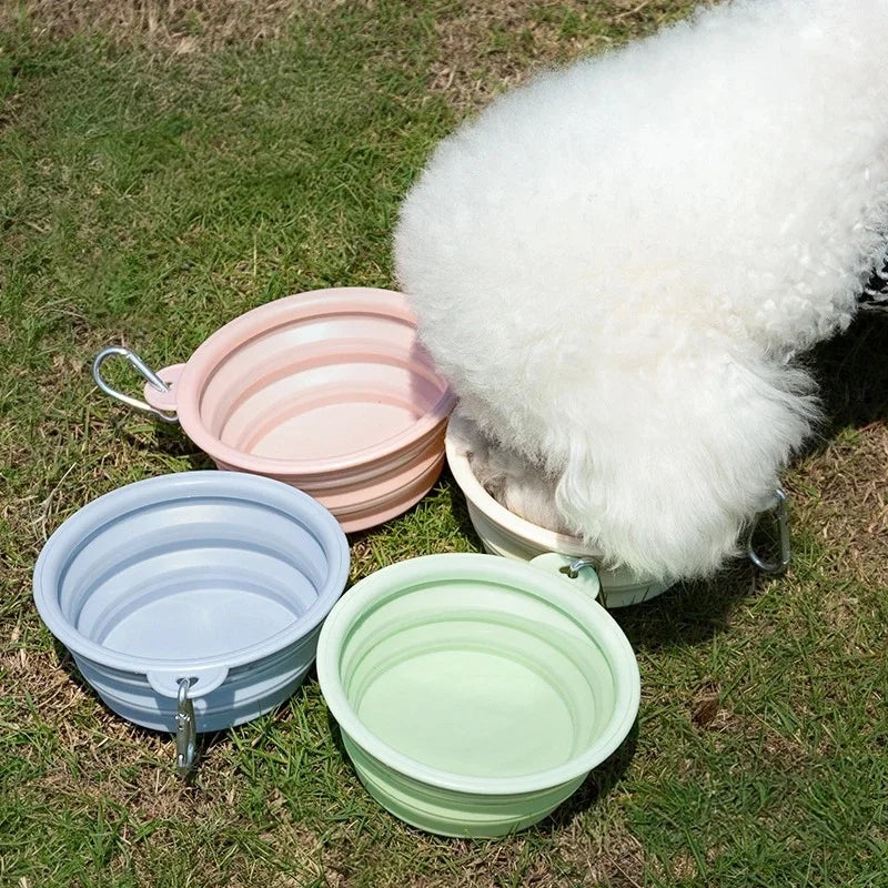 350ml/1000ml Collapsible Dog Bowl Outdoor Travel Pet Drinking Bowl for Dog Cats Folding Silicone Bowl Puppy Food Container