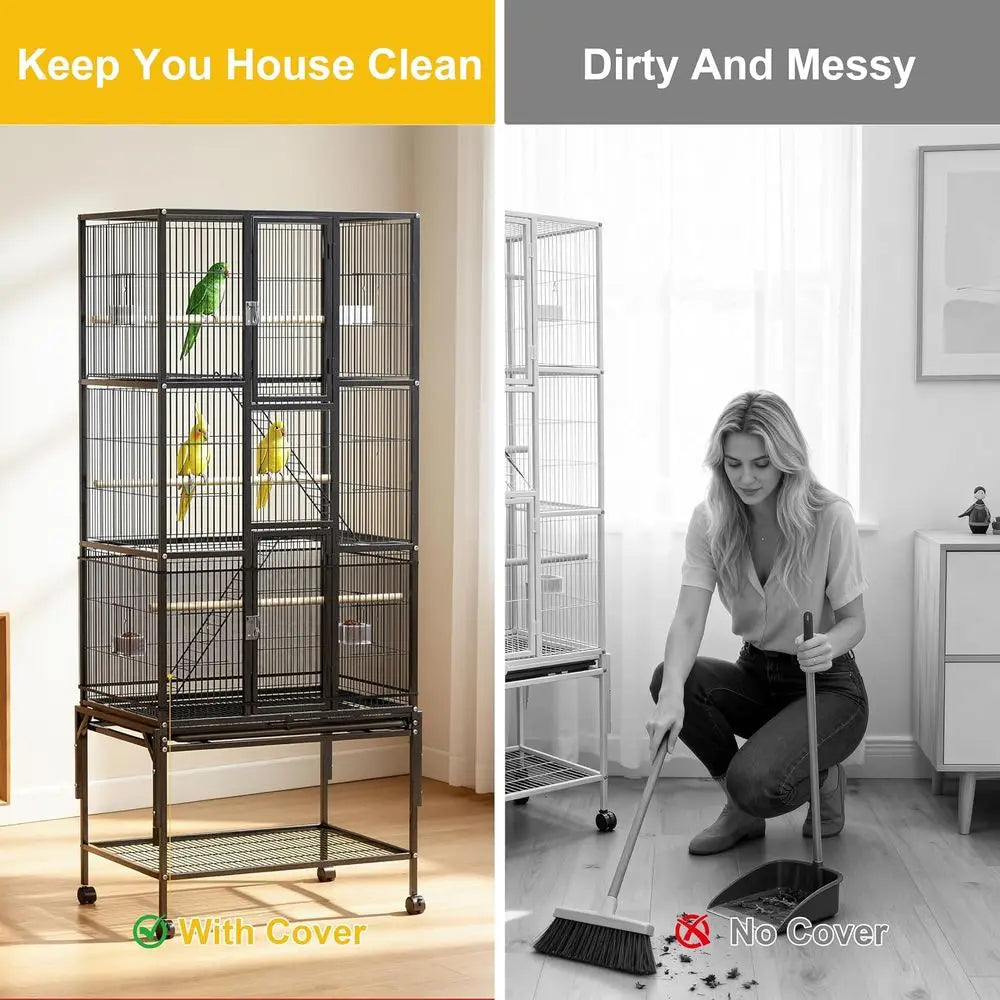 69-Inch Large Bird Cage with Dust Cover,Extra Large Bird Cages or Para| Birdcages or Cockatiels Conure Lovebird inch Canary Smal
