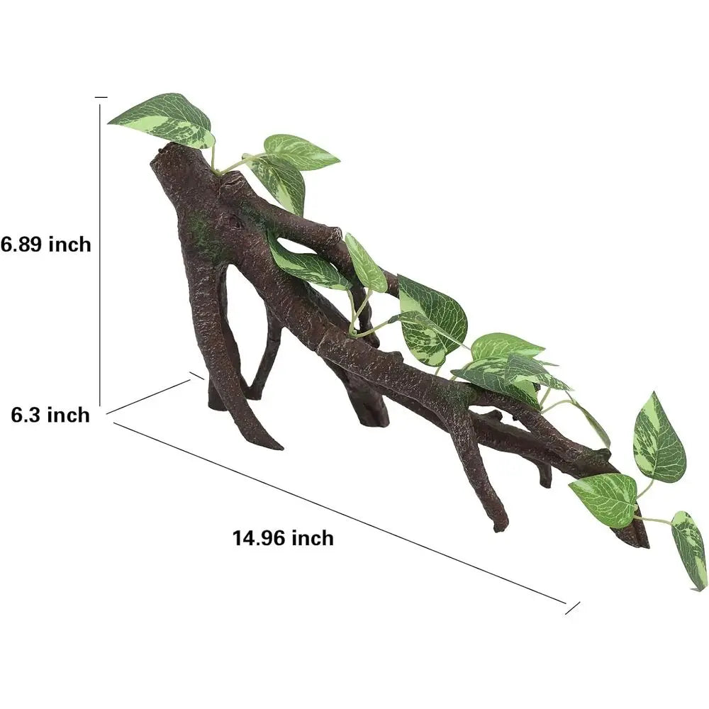 Reptile Climbing Branch Tree with Leaves for Bearded Dragon, Lizard, Snake, Gecko, Chameleon Habitat Decor