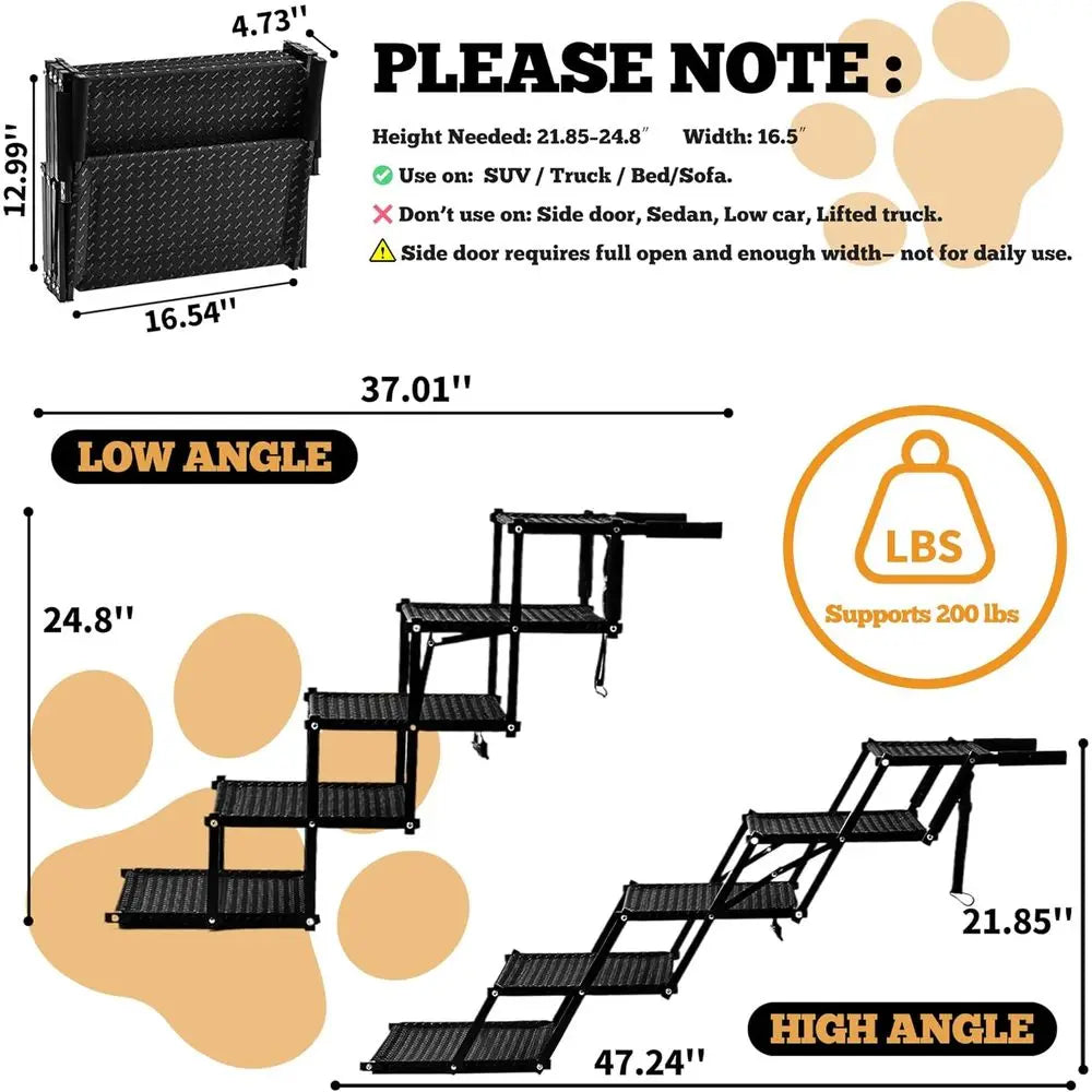 Oldable 5-Step Pet Stairs for Senior & Small Dogs | Non-Slip Surface, Lightweight Dog Steps, Supports 200 lbs