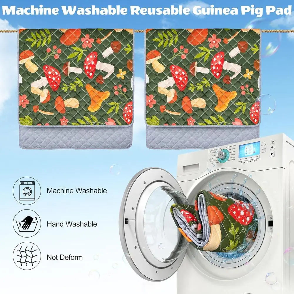 2 Pack Washable Guinea Pig Cage Liner Reusable Mat Waterproof Bedding, Super Absorbent Pee Pads for Small Animals, Hamster, Rabb