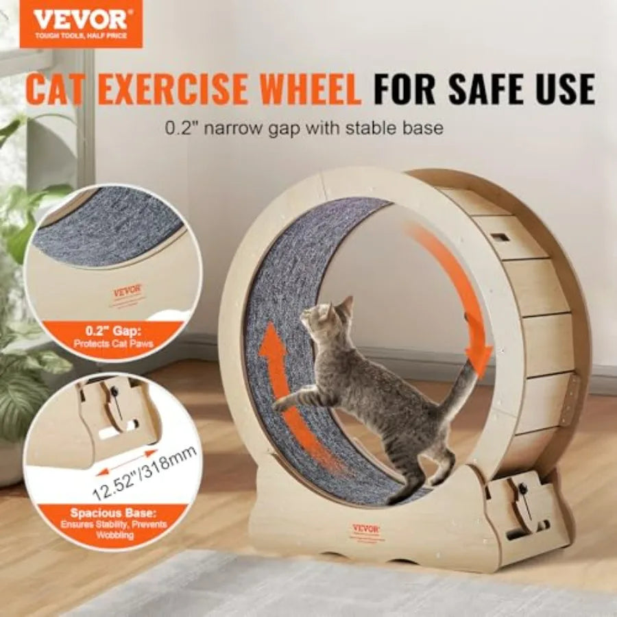Indoor Cat Treadmill Wheel With Detachable Carpet And Teaser