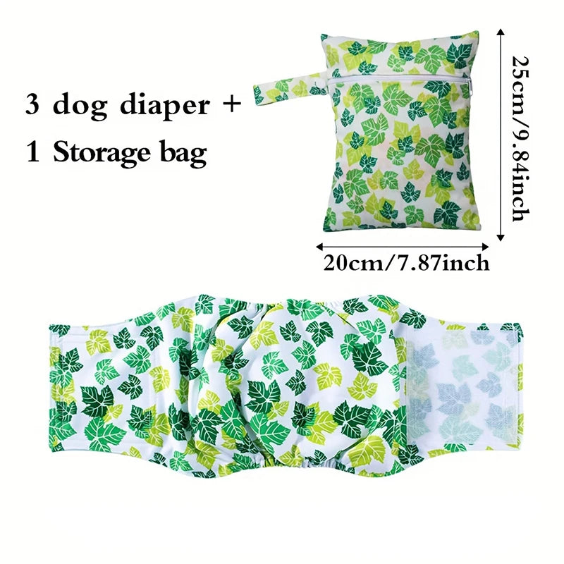 4pcs Washable Reusable Male Dog Diaper Set - Storage Bag Included, High-Absorbency Anti-Marking, Breathable Training Belly Bands