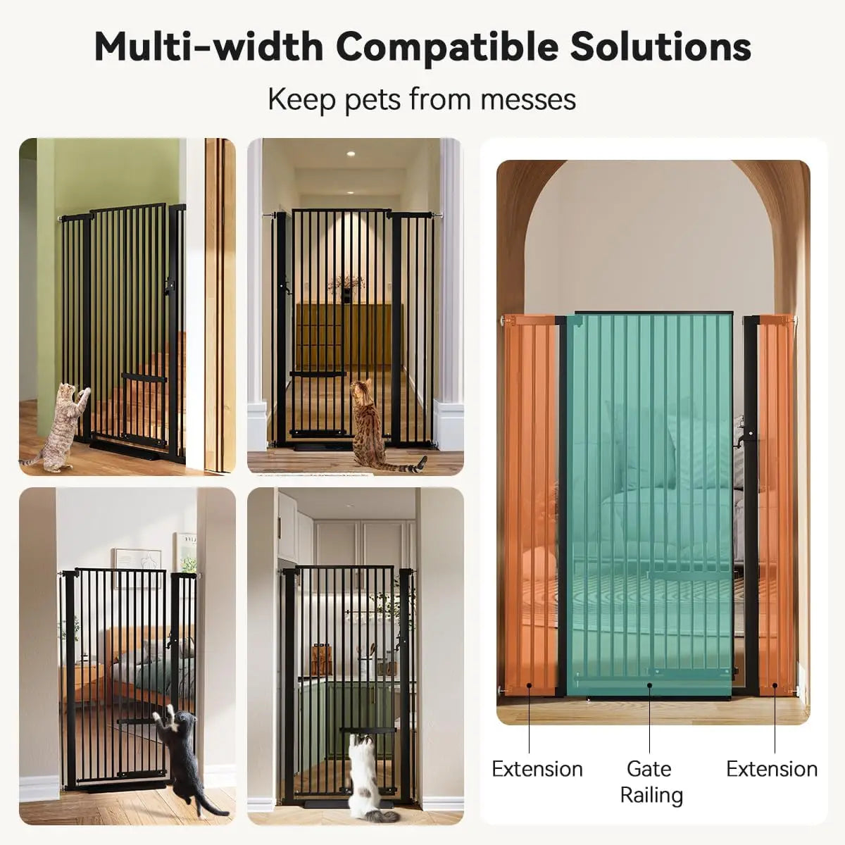 Ufsagcg Adjustable Cat Gate With Pet Door And Pressure Mount