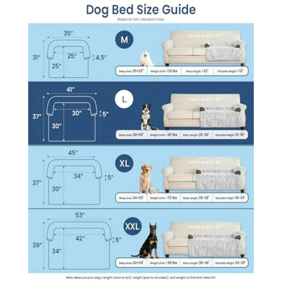 Calming Dog Bed for Couch, 41 x 37 inch Removable Couch Cover for Dogs Washable, Non-Slip Fluffy Plush Dog Sofa Mat for Furnitu