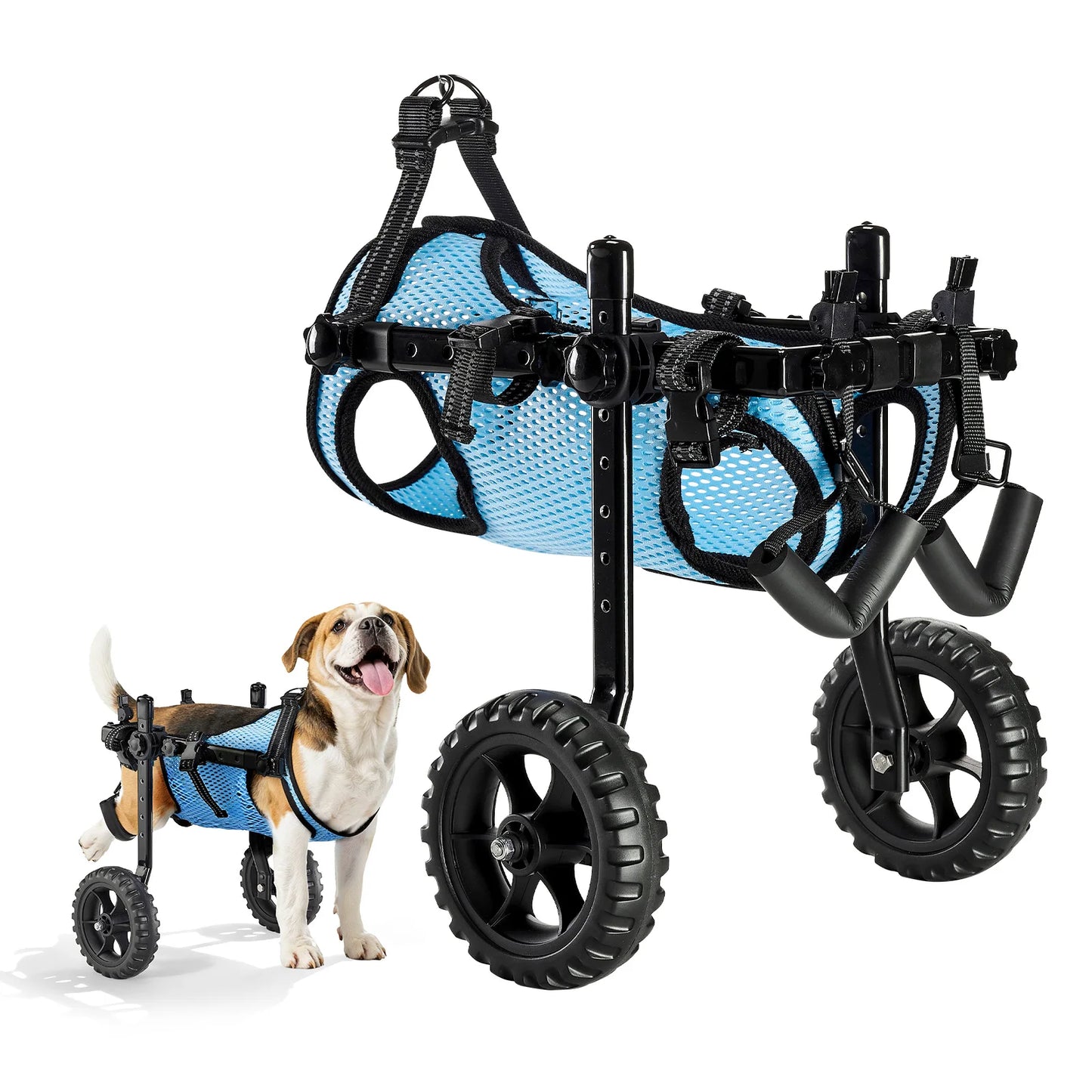SucceBuy Dog Wheelchair for Back Legs Adjustable 2 Wheels Lightweight  Dog Cart with Shock-Absorbing Wheels for Disabled Dogs